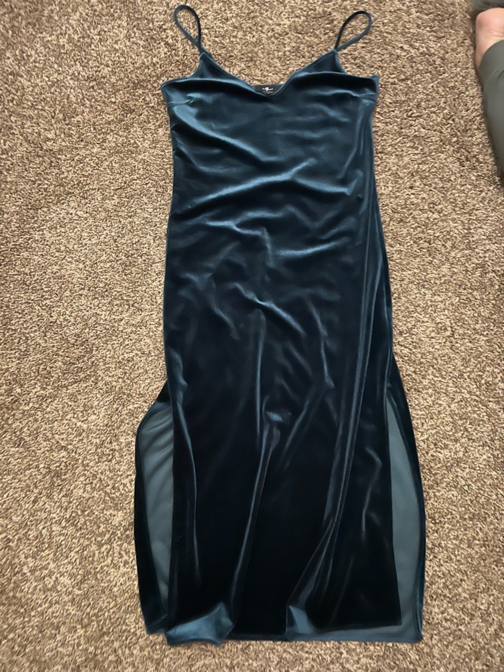 7 for all mankind - Velvet Slip Maxi Dress in Deep Teal